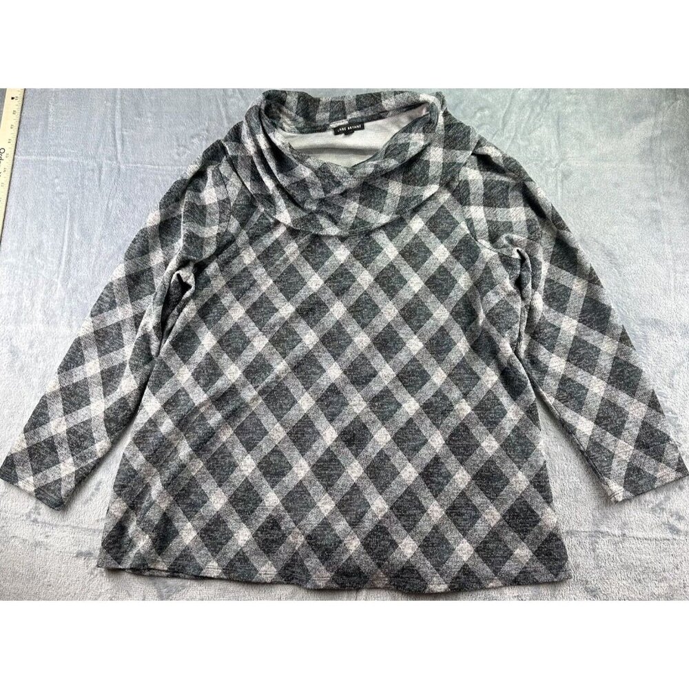 Lane Bryant Cowl Neck Sweater Women’s Size‎ 22/24 Grey Metallic Plaid Stretch